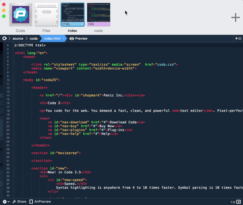 Coda 2 For Mac v2.6.9 功能强大的代码编辑工具支持远程