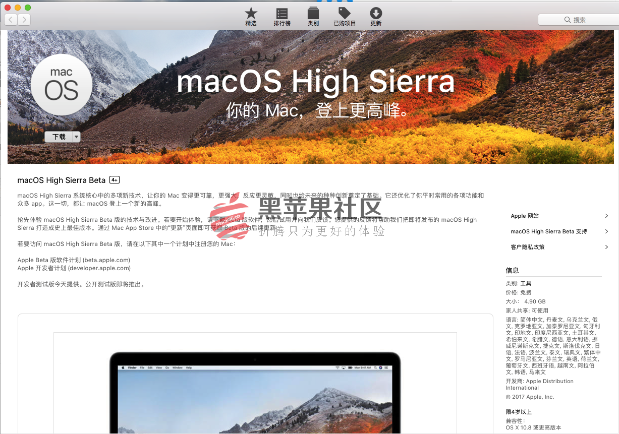 macOS High Sierra 10.13 DP6 预览版 自带Clover v2.4k 4179 黑苹果原版镜像-图片2