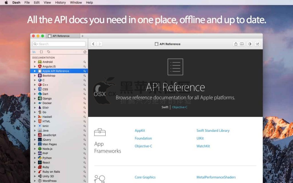 Dash For Mac v4.6.6 各种API聚合开发者文档管理工具-图片1