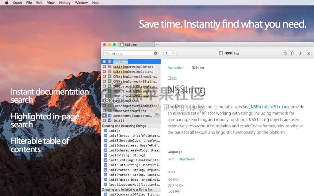 Dash For Mac v4.6.6 各种API聚合开发者文档管理工具-图片1