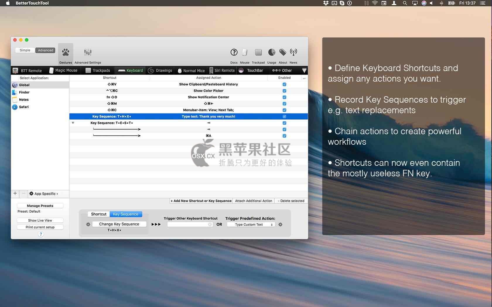 BetterTouchTool For Mac BetterTouchTool For Mac v3.209 Mac平台鼠标 触摸板增强工具-图片1