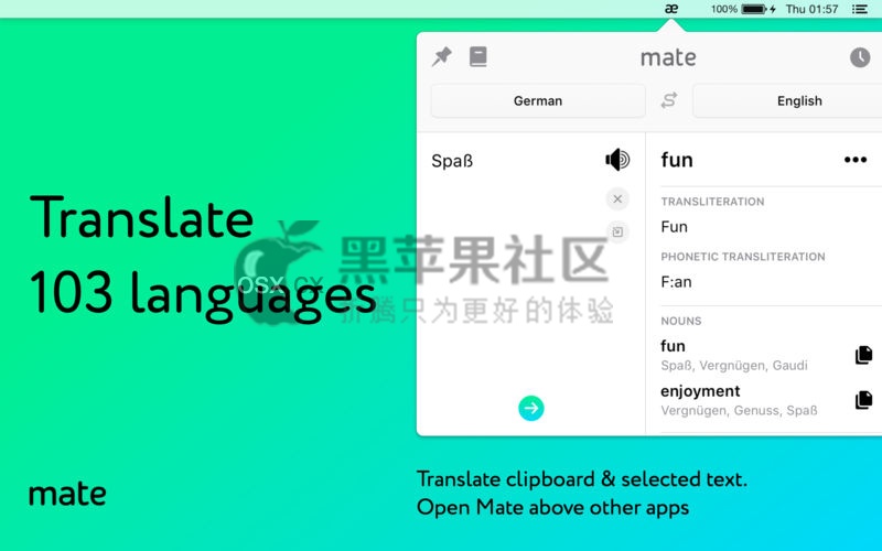 Mate Translate For Mac v6.1.4 实用的翻译软件-图片1