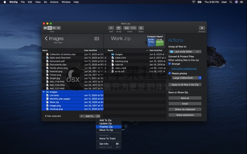 WinZip Mac Pro v9.0.5554 好用的缩解压工具-图片1