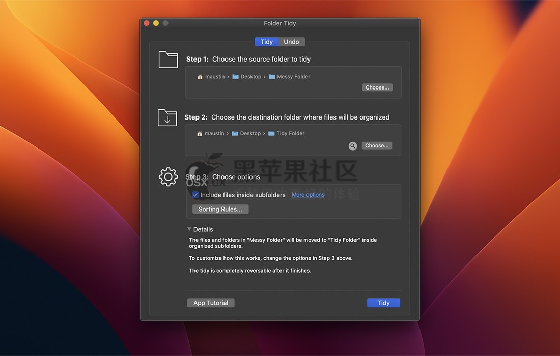 Folder Tidy For Mac v2.8.7 实用的文件夹整理工具-图片1
