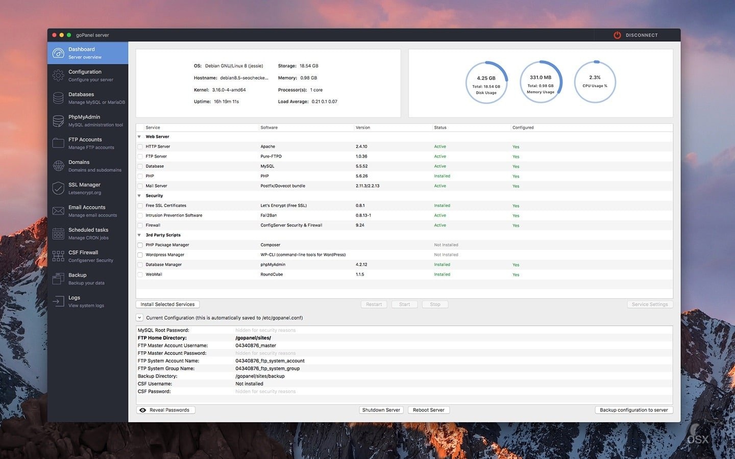 goPanel 2 For Mac v2.9.5 非常好用的Web服务器管理工具-图片1