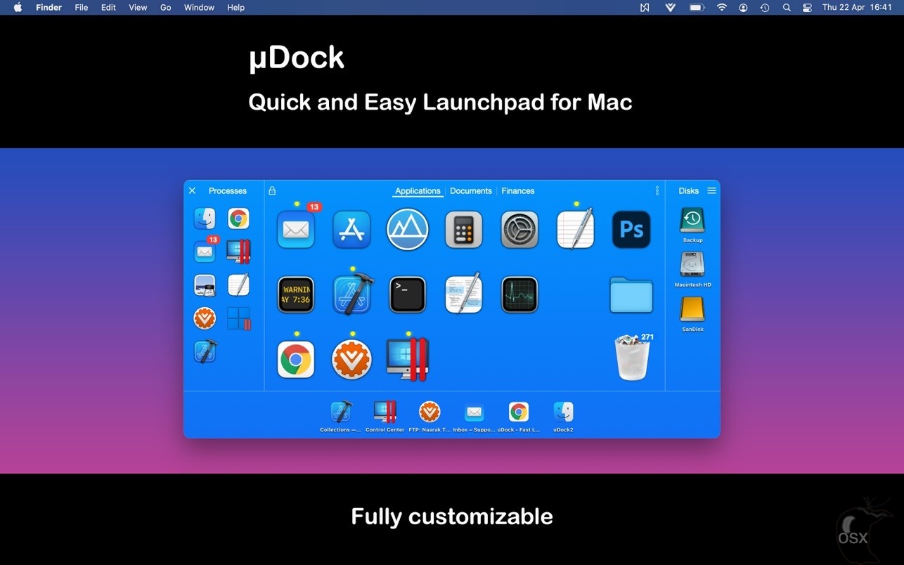 uDock For Mac v5.3 实用的Dock栏快速启动工具-图片1
