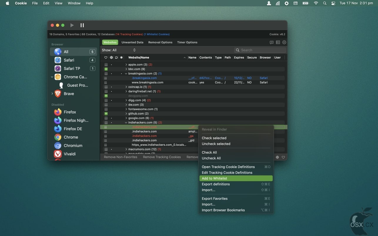 Cookie For Mac v8.4.6 实用的浏览器缓存清理工具-图片1