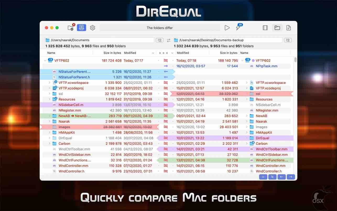 DirEqual For Mac v5.8.2 强大的文件及文件夹比较工具-图片1