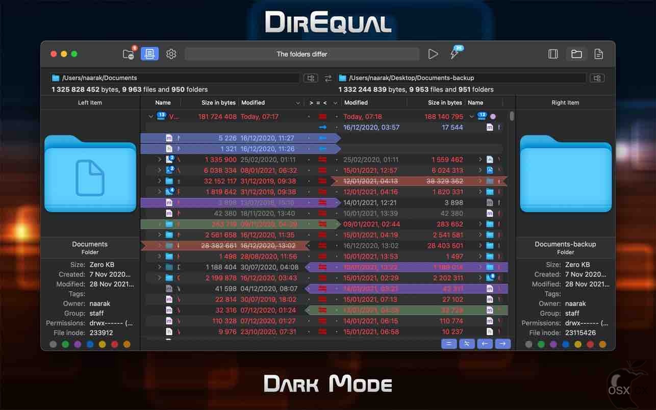 DirEqual For Mac v5.8.2 强大的文件及文件夹比较工具-图片1