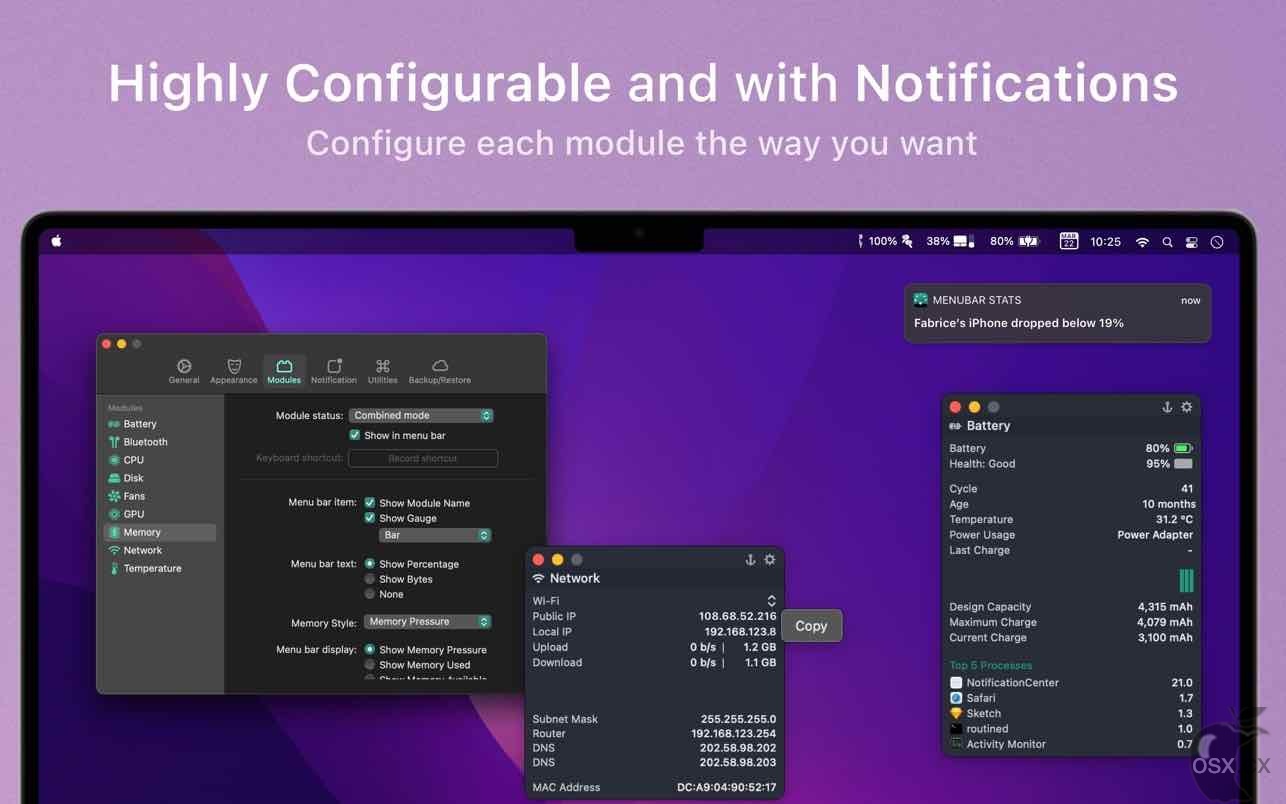 MenuBar Stats For Mac v3.9 专业的系统状态监测软件-图片3