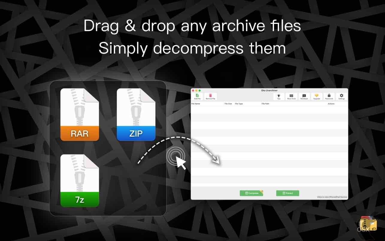 Oka Unarchiver PRO For Mac v2.1.11 非常实用的解压缩软件-图片1