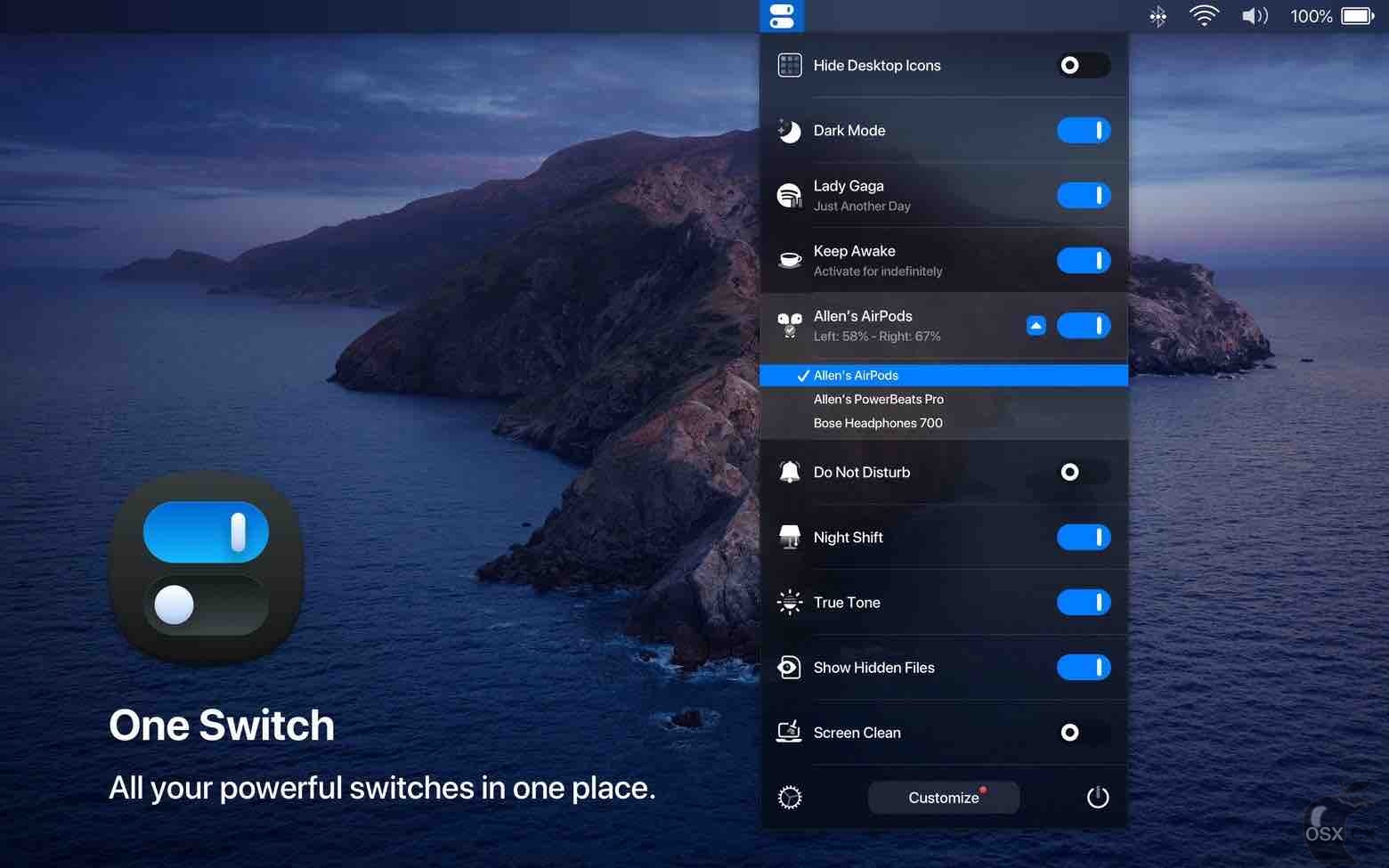 One Switch For Mac v1.35.4 实用的系统功能快速设置工具-图片1