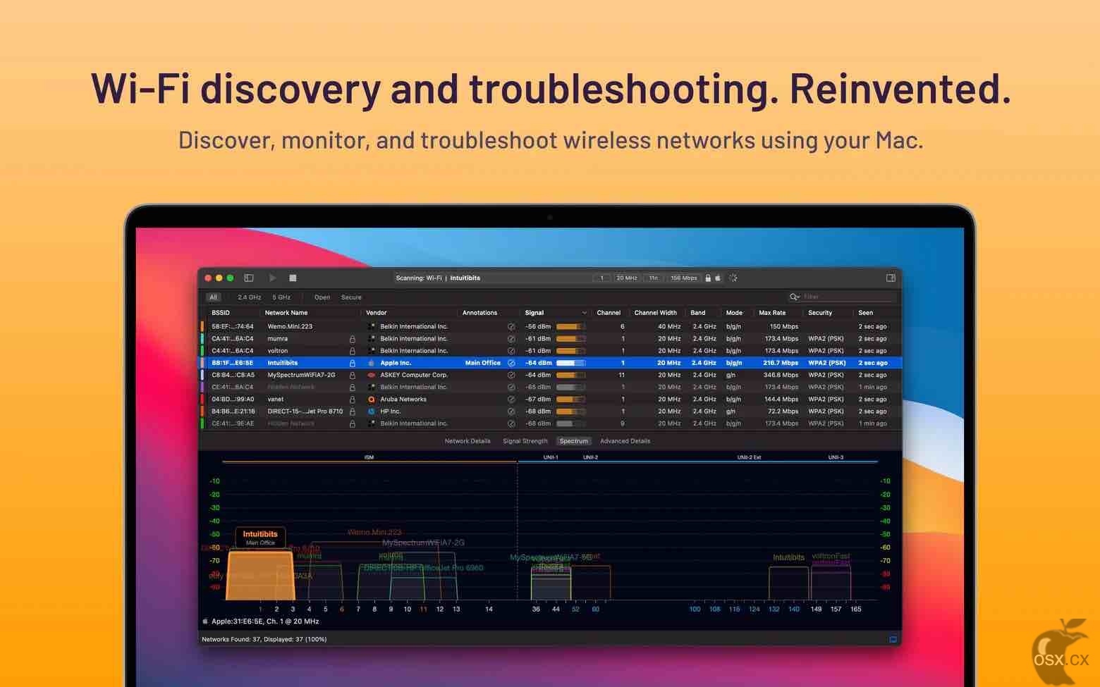 WiFi Explorer Pro For Mac v3.5.6 非常实用的WiFi网络分析工具-图片1