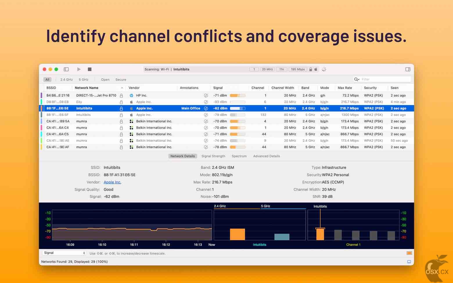 WiFi Explorer Pro For Mac v3.5.6 非常实用的WiFi网络分析工具-图片1