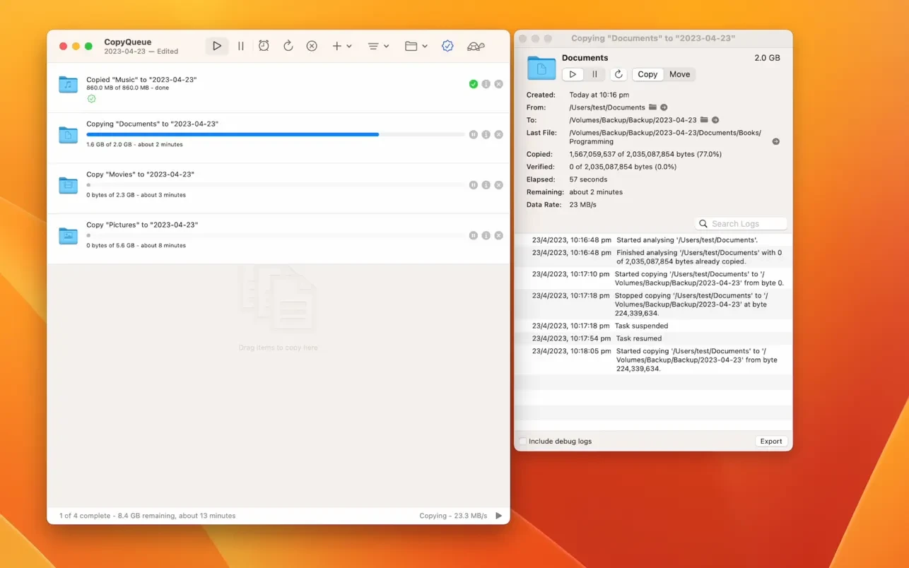 CopyQueue For Mac v3.1 专业的文件传输管理工具