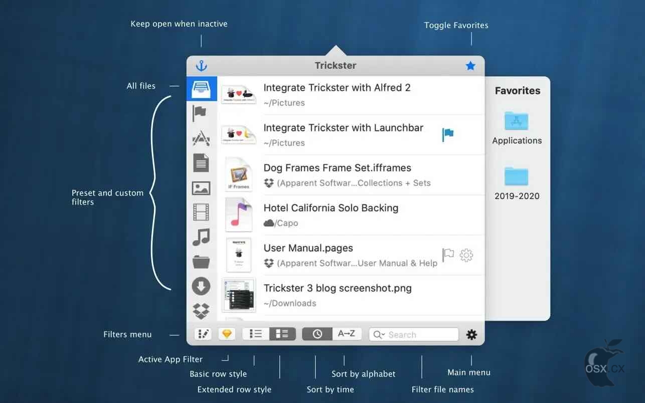 Trickster For Mac v3.9.7 快速访问最近使用文档软件