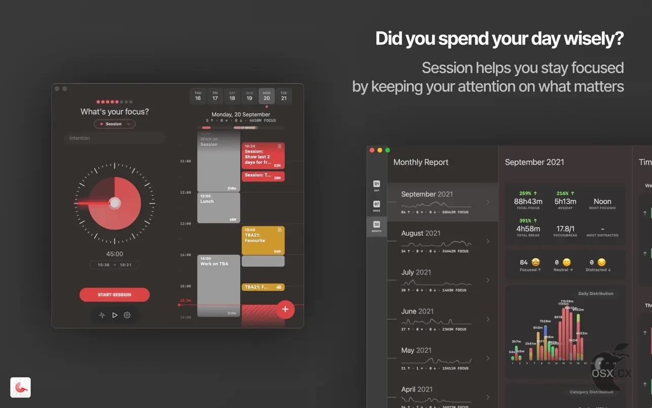 Session Pomodoro Focus Timer For Mac v2.13.12 专业的时间管理软件