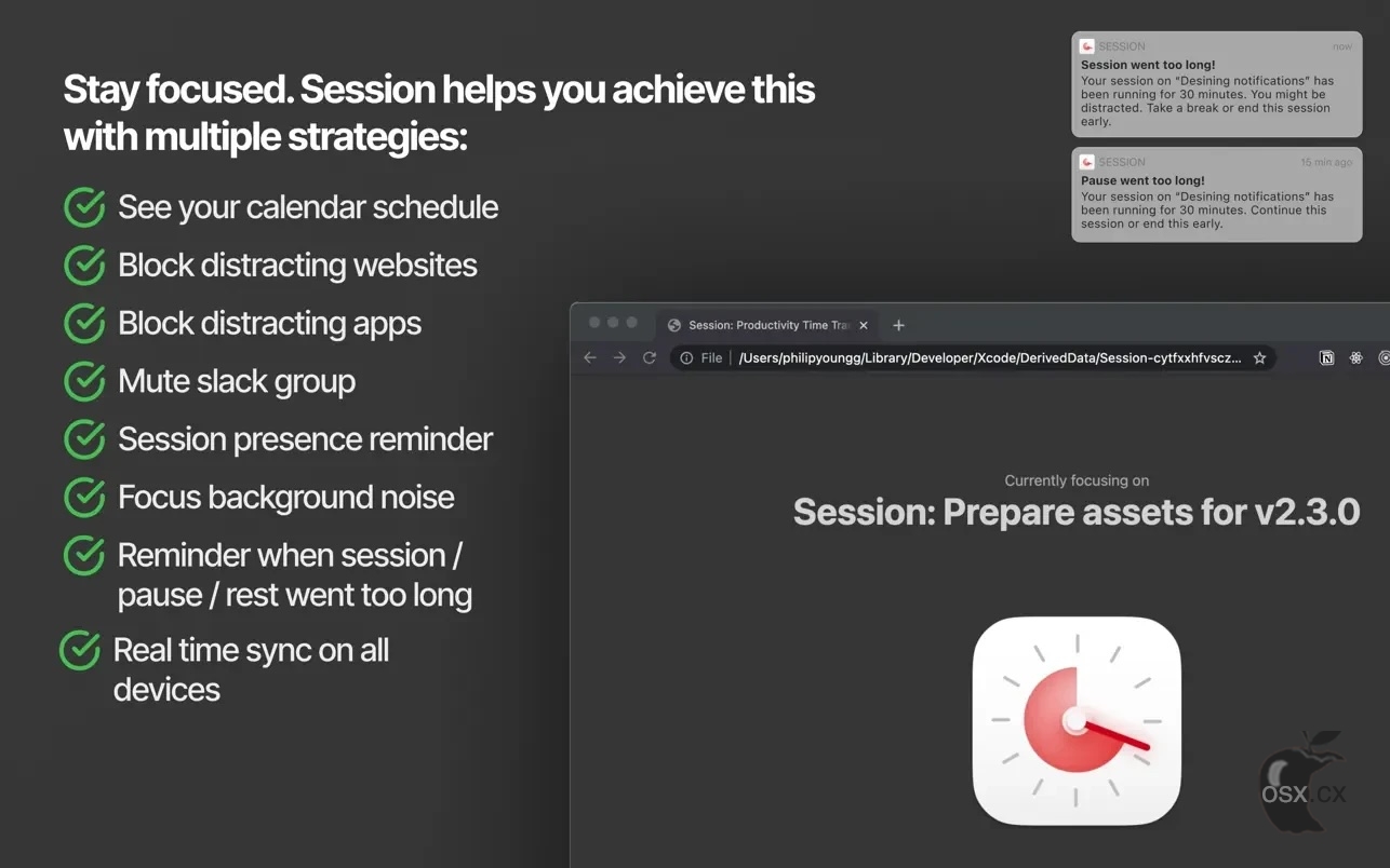 Session Pomodoro Focus Timer For Mac v2.13.12 专业的时间管理软件