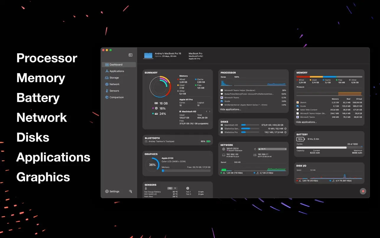 iStatistica Pro For Mac v7.1.1 强大的Mac硬件状态监控工具