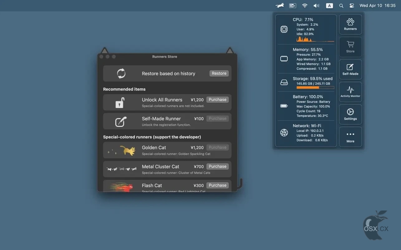 RunCat For Mac v12.2.1 实用的菜单栏趣味监控软件-图片1