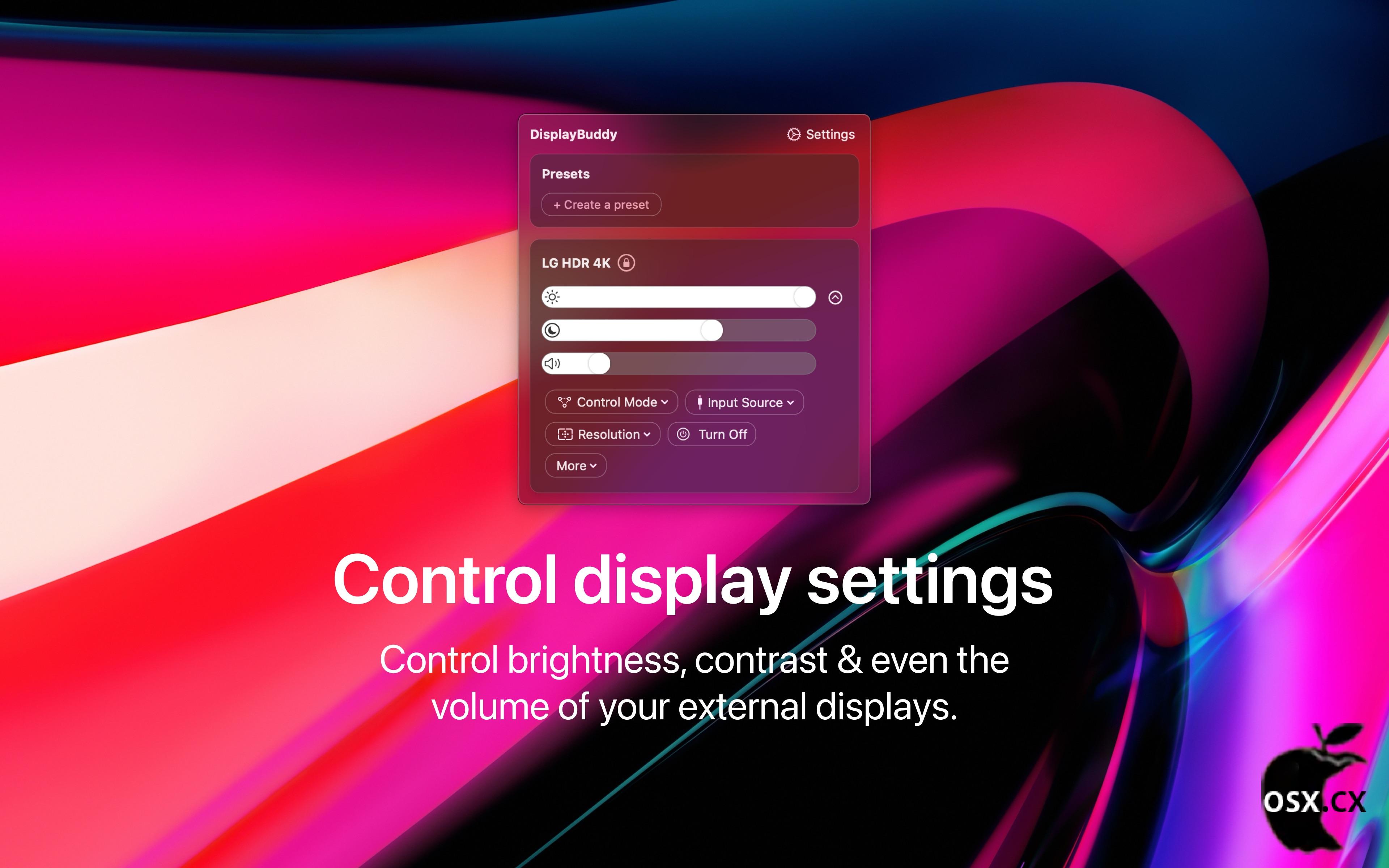 DisplayBuddy For Mac v3.4.1 强大的显示亮度和对比度控制软件