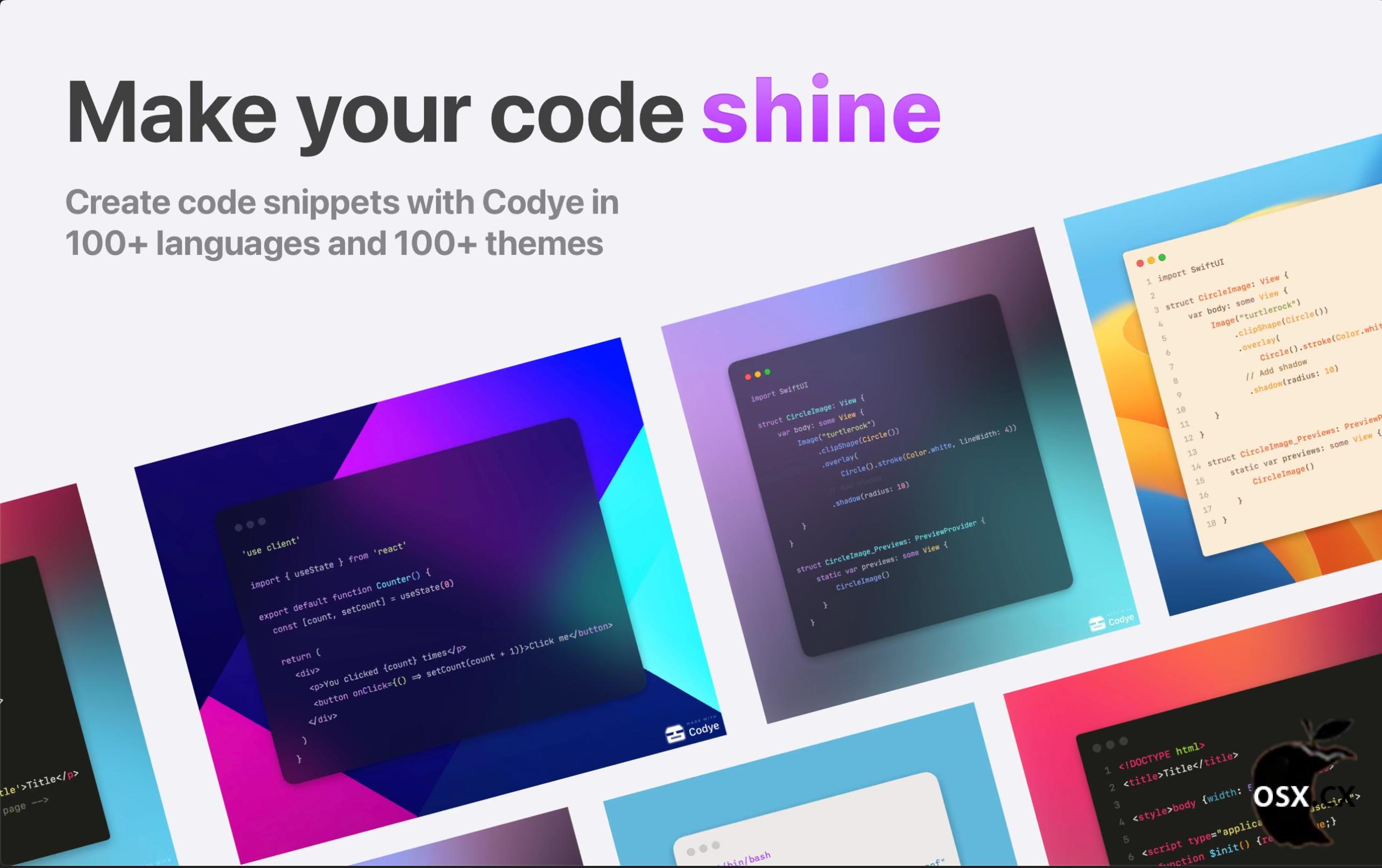 Codye For Mac v2.1 强大的代码美化与展示软件
